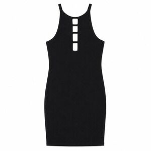 Victoria Sport Ribbed Ladder Cutout Bodycon Dress Black XS